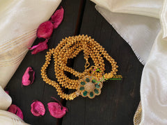 Traditional AD Stone Mogappu Chain-Green- Floral-G5916