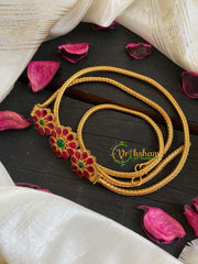 Traditional Kemp Mugappu Chain-Green Red-G5923