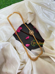 Traditional AD Stone Mogappu Chain-Black-Floral-G5917