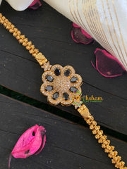 Traditional AD Stone Mogappu Chain-Black-Floral-G5917