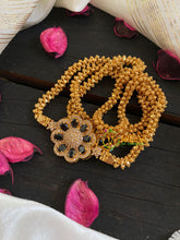 Traditional AD Stone Mogappu Chain-Black-Floral-G5917