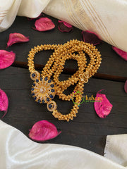 Traditional AD Stone Mogappu Chain-Blue-Floral-G5920