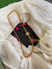 Traditional AD Stone Mogappu Chain-Blue-Floral-G5920