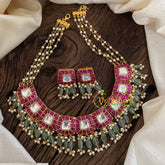 Layered Pearl Precious Jadau Kundan Choker -J1417