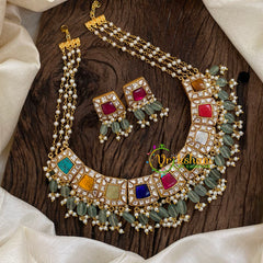 Layered Pearl Precious Jadau Kundan Choker -J1418
