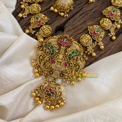 Precious Jadau Kundan Lakshmi Haram - Gold Bead -J1361