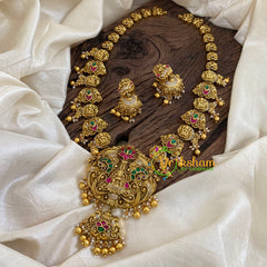 Precious Jadau Kundan Lakshmi Haram - Gold Bead -J1361