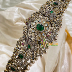 Premium Victorian Diamond Hipbelt Green stone White beds -VV400