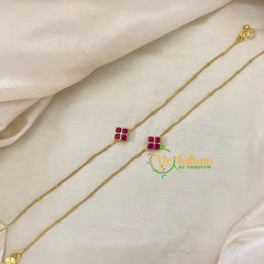 Premium Stone Pendant Anklets -Pink 4 Stone -G8410