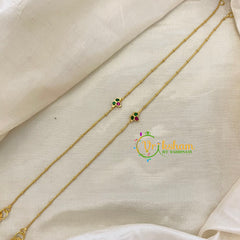 Premium Stone Pendant Anklets -3 Stone Green Red -G8416