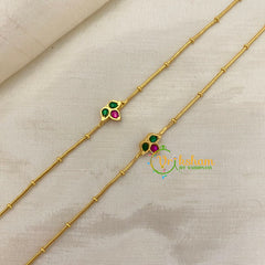 Premium Stone Pendant Anklets -3 Stone Green Red -G8416