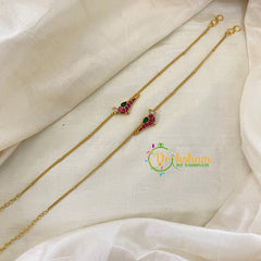 Premium Stone Pendant Anklets -Red Green Parrot -G8414