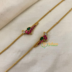 Premium Stone Pendant Anklets -Red Green Parrot -G8414