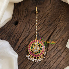 Precious Jadau Kundan Maang Tikka -Single Pearl Strand Tikka-J1299