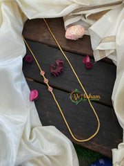 Traditional AD Stone Ball Mugappu Chain- White Red-G3024