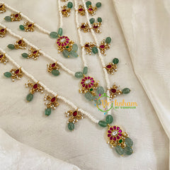 3 Layered Jadau Kundan Pearl Neckpiece -Theedlada-J1350
