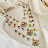 3 Layered Jadau Kundan Pearl Neckpiece -Theedlada-J1351
