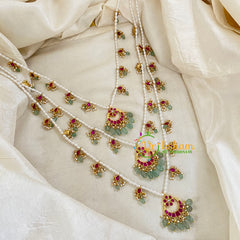 3 Layered Jadau Kundan Pearl Neckpiece -Theedlada-J1351
