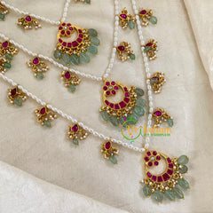 3 Layered Jadau Kundan Pearl Neckpiece -Theedlada-J1351