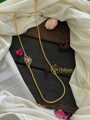 Traditional AD Stone Peacock Mugappu Chain-White Red -G3018