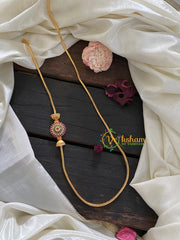 Traditional AD Stone Jhumka Mugappu Chain-Red Green -G3021