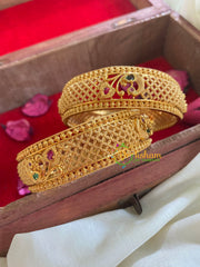 AD Stone Filigree Bangles - Pink and Green -G5067