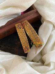 AD Stone Filigree Bangles - Pink and Green -G955