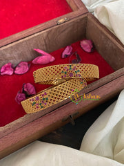 AD Stone Filigree Bangles - Pink and Green -G955