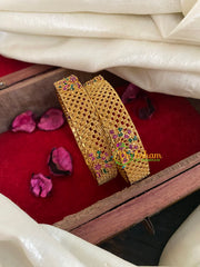 AD Stone Filigree Bangles - Pink and Green -G955