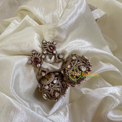 Red Victorian Diamond Jhumkas-VV1170