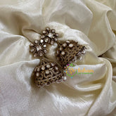 White Victorian Diamond Jhumkas-VV1169