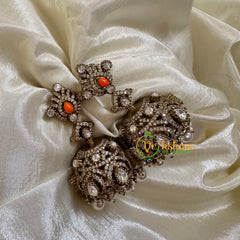Orange Victorian Diamond Jhumkas-VV1167