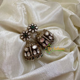 Green Victorian Diamond Jhumkas-VV1166