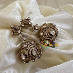 Purple Victorian Diamond Jhumkas-VV1165
