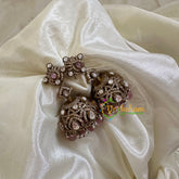 Pastel Pink Victorian Diamond Jhumkas-VV1164
