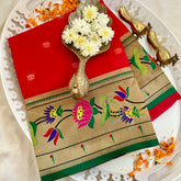 Kumkum Red Paithani Soft Silk Saree -VS3005