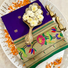 Violet Blue Paithani Soft Silk Saree -VS3006