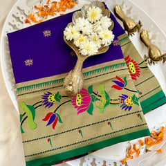 Violet Blue Paithani Soft Silk Saree -VS3006