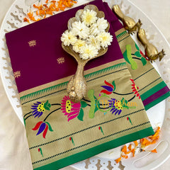 Purple Paithani Soft Silk Saree -VS3007