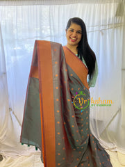 Grey Paithani Semi Soft Silk Saree -VS740