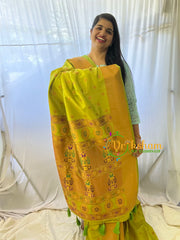 Parrot Green Paithani Semi Soft Silk Saree -VS739