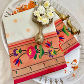 White Paithani Soft Silk Saree -VS3000