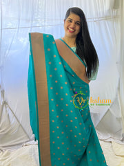 Teal Blue Paithani Semi Soft Silk Saree -VS738