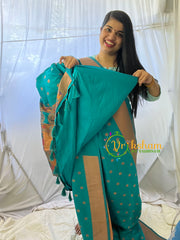 Teal Blue Paithani Semi Soft Silk Saree -VS738