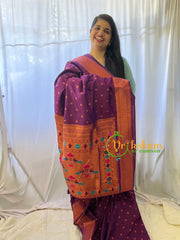Purple Paithani Semi Soft Silk Saree -VS745