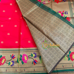 Kumkum Red Paithani Soft Silk Saree -VS3005