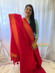 Red Paithani Semi Soft Silk Saree -VS743