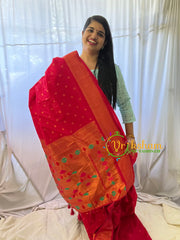 Red Paithani Semi Soft Silk Saree -VS743