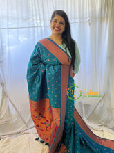 Peacock Blue Paithani Semi Soft Silk Saree -VS742