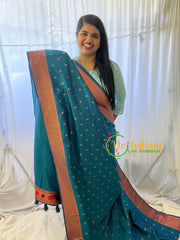 Peacock Blue Paithani Semi Soft Silk Saree -VS742